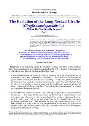 The Evolution of the Long-Necked Giraffe Part 1