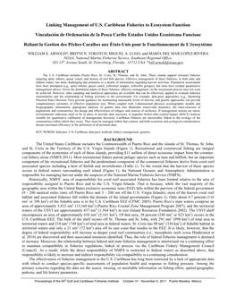 Linking Management of U.S. Caribbean Fisheries to Ecosystem Function