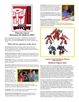 Time for You to Maximize for Botcon 2016!