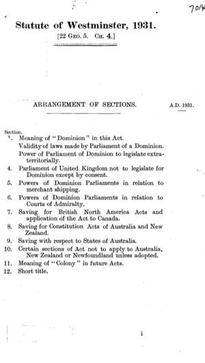 Statute of Westminster, 1931. [22 GEO