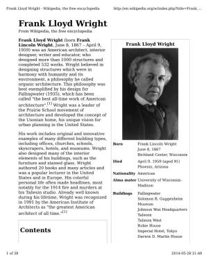 Frank Lloyd Wright - Wikipedia, the Free Encyclopedia