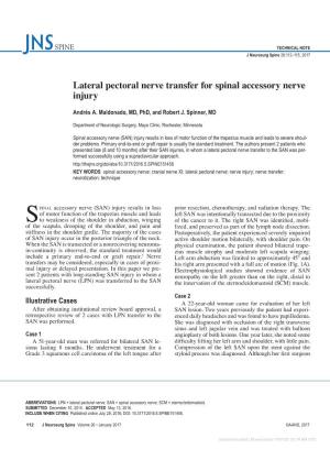 Lateral Pectoral Nerve Transfer for Spinal Accessory Nerve Injury