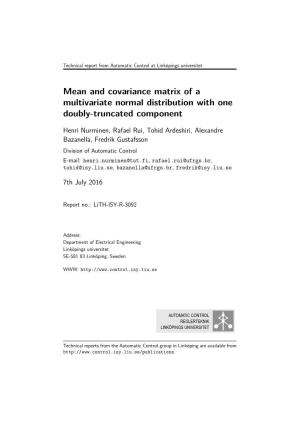 Mean and Covariance Matrix of a Multivariate Normal Distribution with One Doubly-Truncated Component