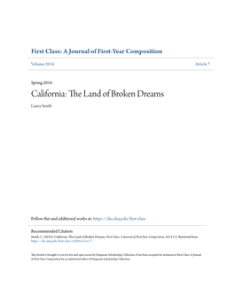 California: the Land of Broken Dreams Laura Smith