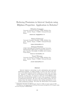 Reducing Pessimism in Interval Analysis Using Bsplines Properties: Application to Robotics∗