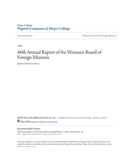 46Th Annual Report of the Woman's Board of Foreign Missions