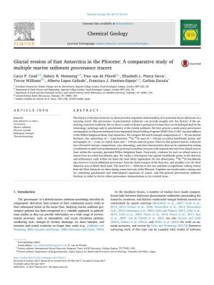 Glacial Erosion of East Antarctica in the Pliocene a Comparative Study