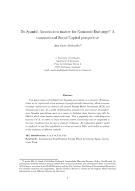 Do Spanish Associations Matter for Economic Exchange? a Transnational Social Capital Perspective