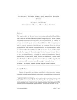 Microcredit, Financial Literacy and Household Financial Distress