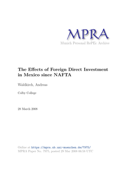 The Effects of Foreign Direct Investment in Mexico Since NAFTA