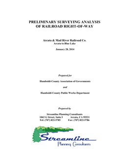 Preliminary Right-Of-Way Analysis – Part 1 (Streamline Planning 2014)