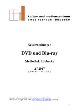 Neuerwerbungen DVD + Blu-Ray 2. Halbj. 2017