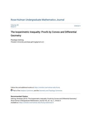 The Isoperimetric Inequality: Proofs by Convex and Differential Geometry