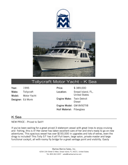 Tollycraft Motor Yacht – K Sea