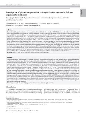 Investigation of Glutathione Peroxidase Activity in Chicken Meat