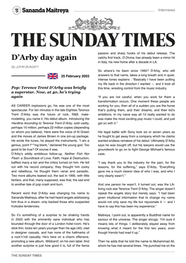 THE SUNDAY TIMES – D'arby Day Again