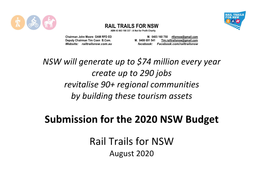RAIL TRAILS for NSW ABN 43 863 190 337 - a Not for Profit Charity