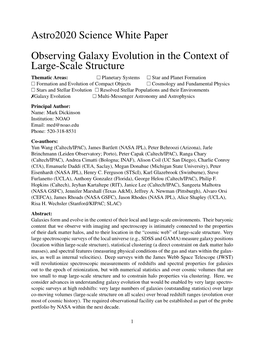Observing Galaxy Evolution in the Context of Large