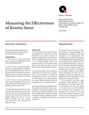Measuring the Effectiveness of Rosetta Stone®