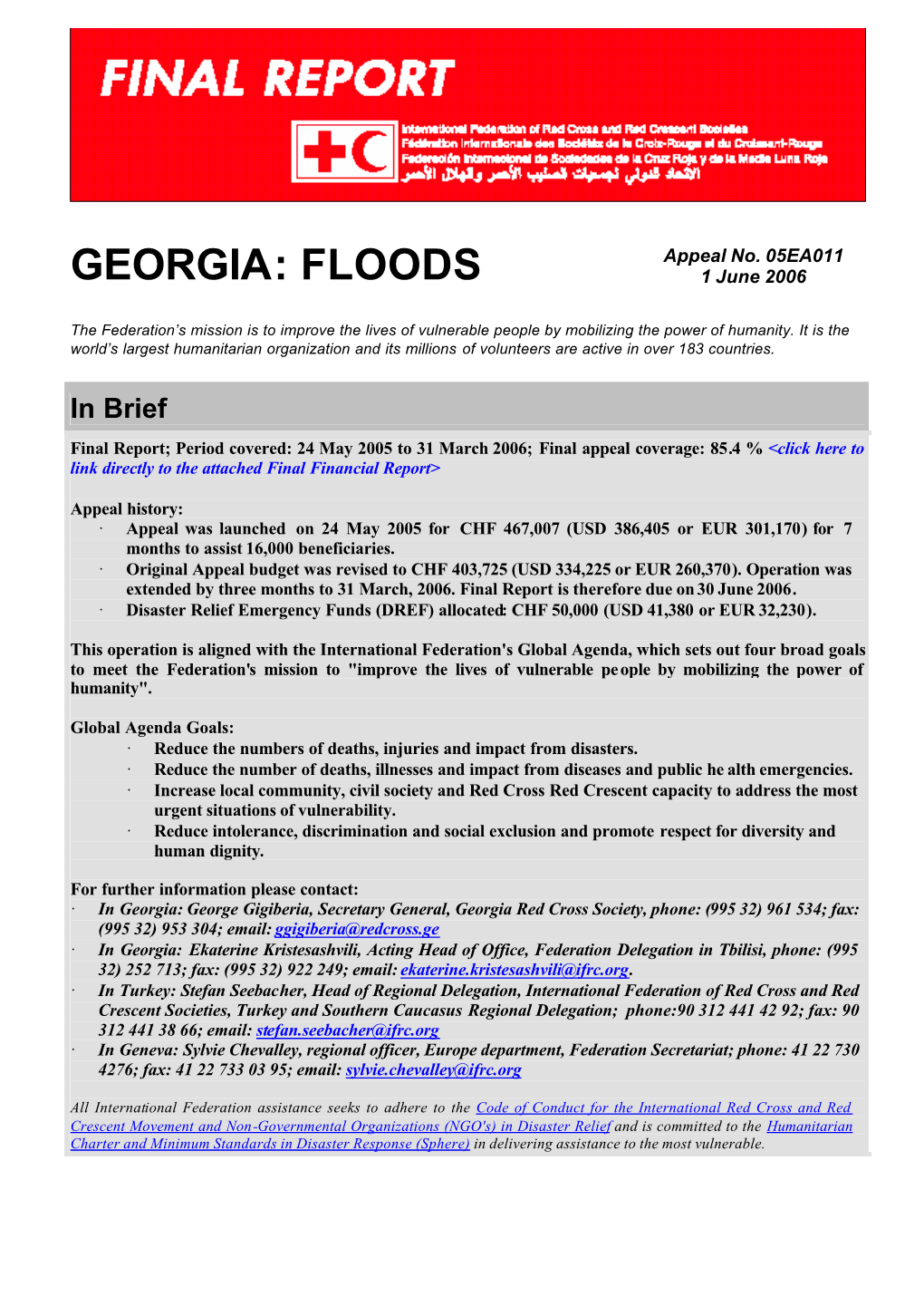 IFRC-Georgia Floods Emergency Appeal