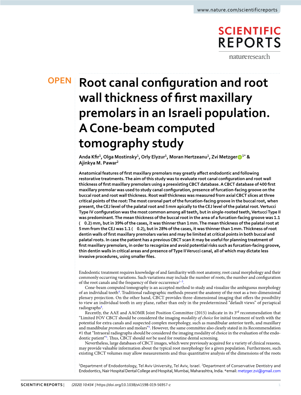 Root Canal Configuration and Root Wall Thickness of First Maxillary
