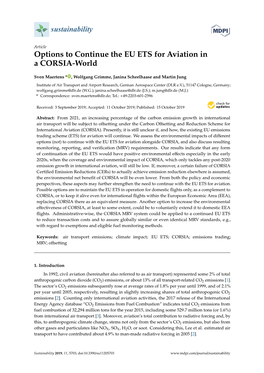 Options to Continue the EU ETS for Aviation in a CORSIA-World