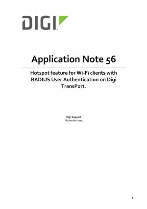 Hotspot Feature for Wi-Fi Clients with RADIUS User Authentication on Digi Transport