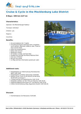 Cruise & Cycle in the Mecklenburg Lake District