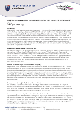 Maghull High School Joining the Southport Learning Trust – DFE Case Study (February 2021) All To: Aspire, Achieve, Enjoy