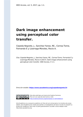 Dark Image Enhancement Using Perceptual Color Transfer