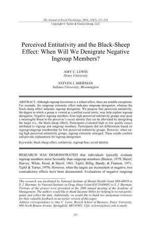 Perceived Entitativity and the Black-Sheep Effect: When Will We Denigrate Negative Ingroup Members?