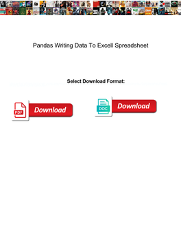 Pandas Writing Data to Excell Spreadsheet