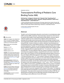 Transcriptome Profiling of Pediatric Core Binding Factor AML