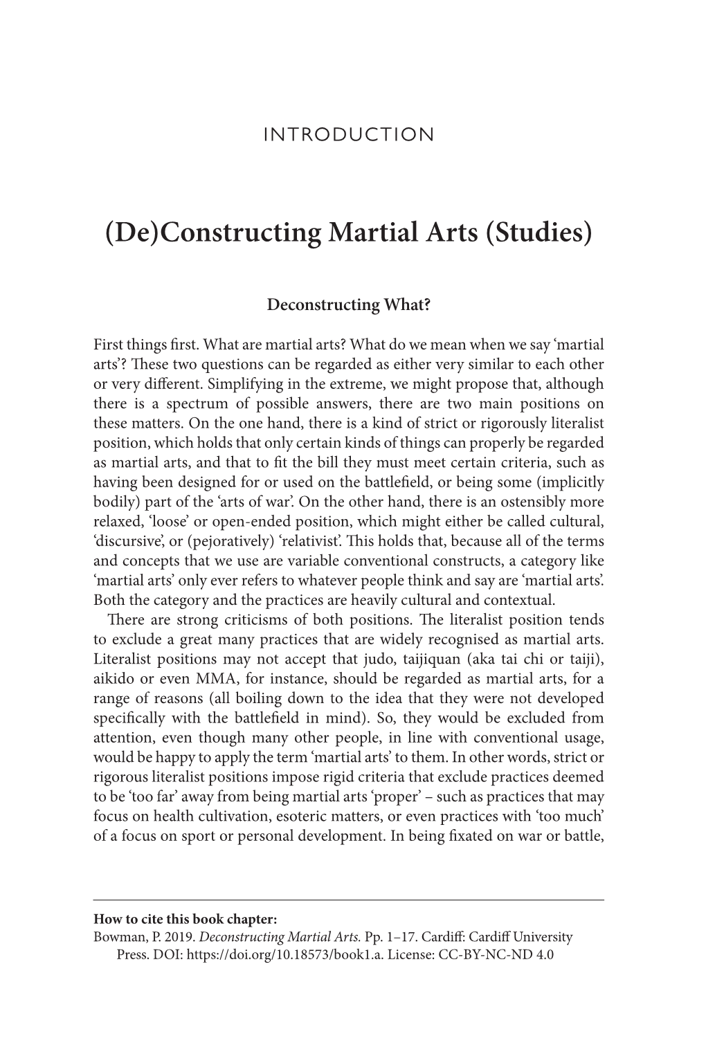 De)Constructing Martial Arts (Studies