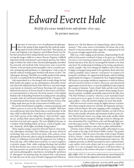 Edward Everett Hale Brief Life of a Science-Minded Writer and Reformer: 1822-1909 by Jeffrey Mifflin