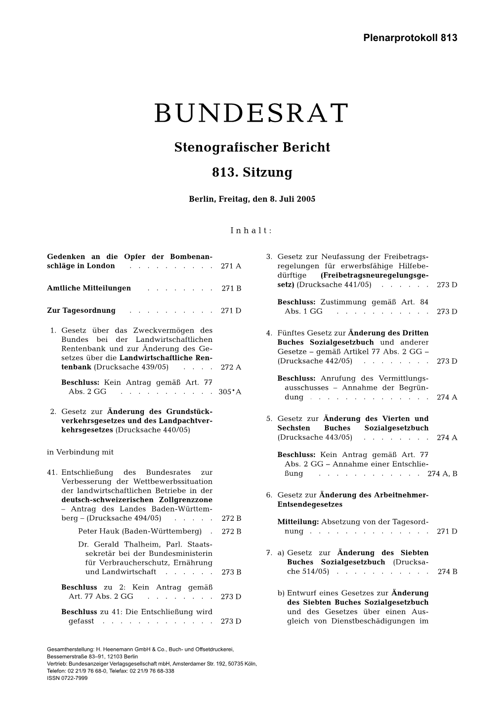 BUNDESRAT Stenografischer Bericht 813