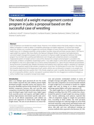 The Need of a Weight Management Control Program in Judo