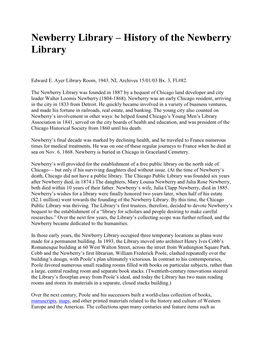 History of the Newberry Library