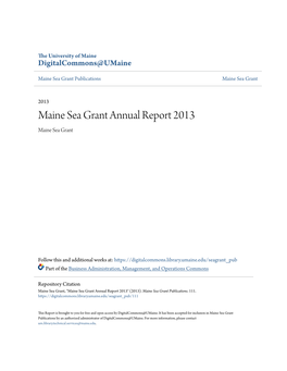 Maine Sea Grant Annual Report 2013 Maine Sea Grant