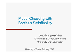 Model Checking with Boolean Satisfiability