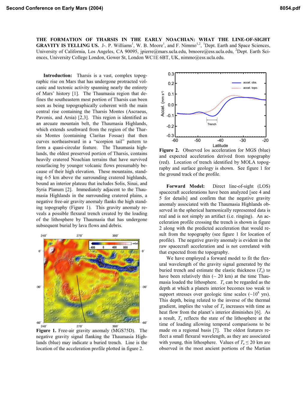 The Formation of Tharsis in the Early Noachian: What the Line-Of-Sight Gravity Is Telling Us