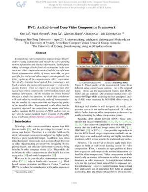 DVC: an End-To-End Deep Video Compression Framework