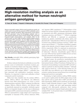 High-Resolution Melting Analysis As an Alternative Method for Human Neutrophil Antigen Genotyping