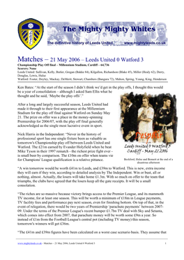 Matches – 21 May 2006 – Leeds United 0 Watford 3