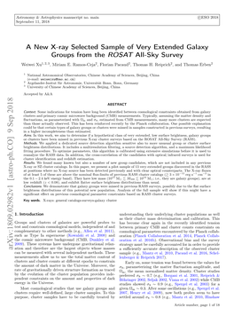 A New X-Ray Selected Sample of Very Extended Galaxy Groups from the ROSAT All-Sky Survey Weiwei Xu1, 2, 3, Miriam E