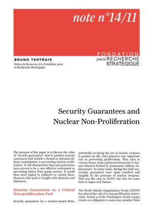 Security Guarantees and Nuclear Non-Proliferation