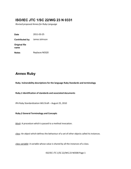 ISO/IEC JTC 1/SC 22/WG 23 N 0331 Annex Ruby