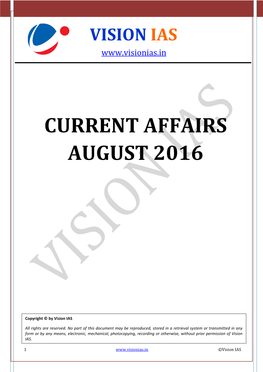 Current Affairs August 2016