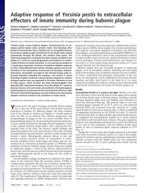 Adaptive Response of Yersinia Pestis to Extracellular Effectors of Innate Immunity During Bubonic Plague