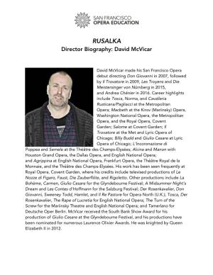 Director Mcvicar Biography